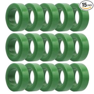 PriEnt - 15PCS Green Toroid Core Ferrite Rings, T36x23x15mm Inductor Coils for Noise Reduction, EMI RFI Suppression - Pack of 15